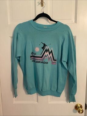 Vintage Vail Colorado Graphic Crewneck Sweatshirt - Teal